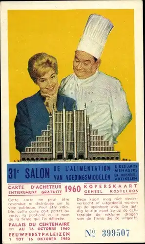 Ak 31. Salon der Ernährung und Kochkünste 1960, Ausstellungsgebäude, Koch, Frau