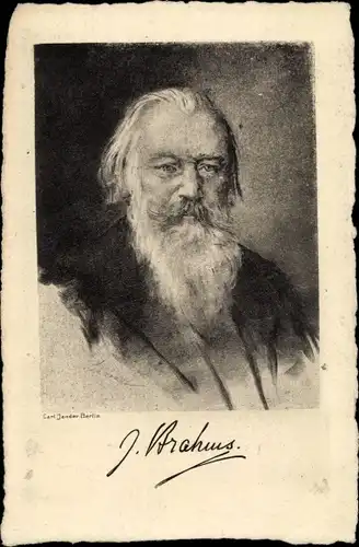 Künstler Ak Jander, Carl, Komponist Johannes Brahms, Portrait