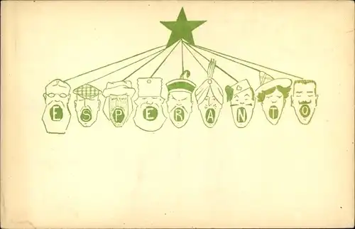Ak Esperanto, Personen verschiedener Nationen