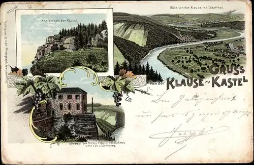 Litho Kastel Staadt Rheinland Pfalz, Klause Kastel, Saarthal, Grabmal des Königs Johann von Böhmen