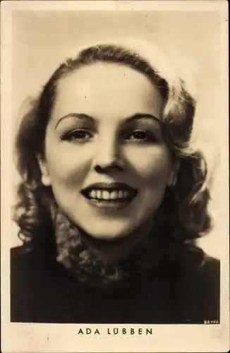 Ak Schauspielerin Ada Lübben, Portrait