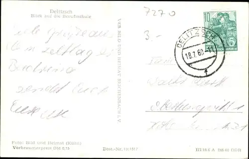 Ak Delitzsch in Sachsen, Berufsschule