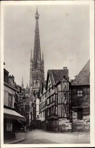 Ak Rouen Seine-Maritime, Alte Häuser