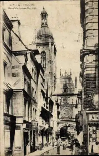Ak Rouen Seine Maritime, Rue de la Grosse Horloge