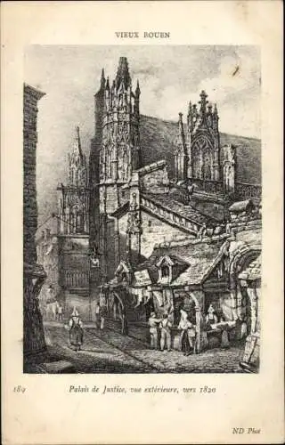 Ak Rouen Seine-Maritime, Palais de Justice, Außenansicht, um 1820