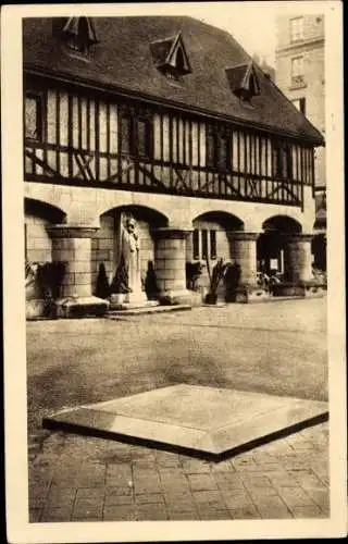 Ak Rouen Seine-Maritime, Place du Vieux-Marche, Mosaik, das den Standort des bBucher anzeigt