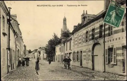 Ak Neufchâtel sur Aisne, Faubourg de Reims