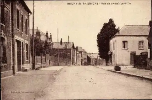 Ak Origny en Thiérache Aisne, Rue de l'Hotel de Ville