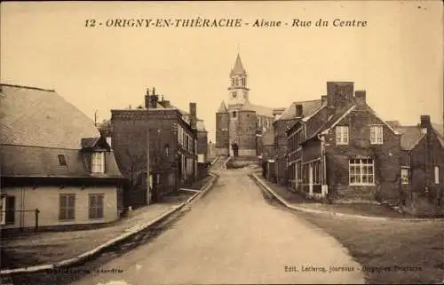 Ak Origny en Thiérache Aisne, Rue du Centre