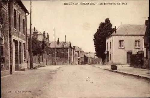 Ak Origny en Thiérache Aisne, Rue de l'Hotel de Ville