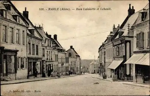 Ak Marle Aisne, Lalouette und Lehault Straßen