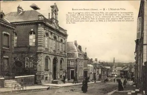 Ak Rozoy-sur-Serre Aisne, Das Rathaus