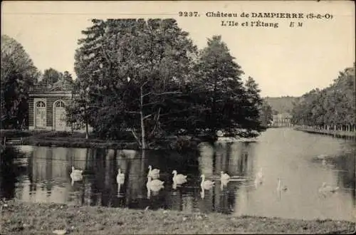 Ak Dampierre-Yvelines, Schloss, Insel und Teich