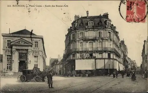 Ak Bourges-Cher, Place Cujas, Schule der Schönen Künste