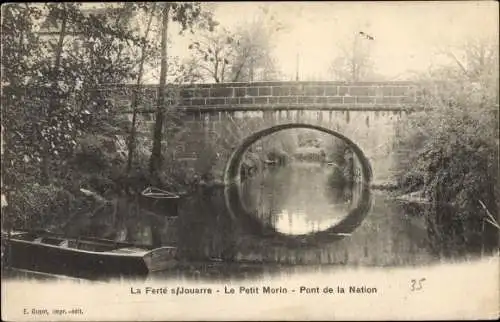 Ak La Ferté sous Jouarre Seine et Marne, Le Petit Morin, Pont de la Nation