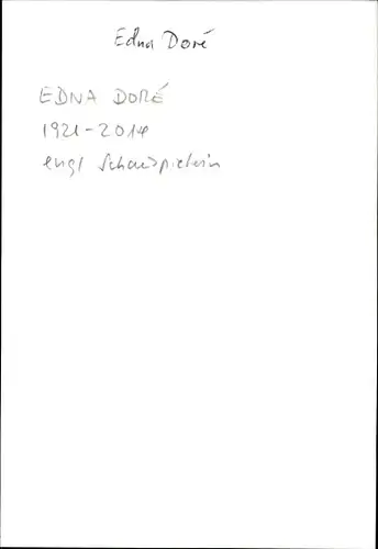 Foto Schauspielerin Edna Dore, Portrait, Autogramm