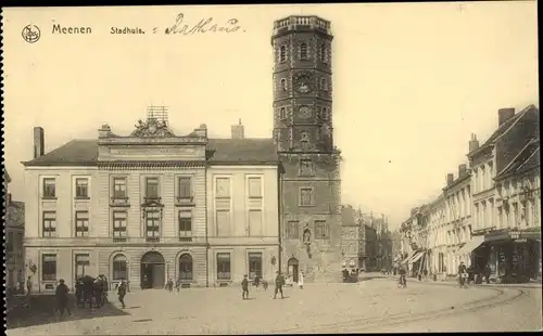 Ak Menin Menen Meenen Lys Westflandern, Stadhuis, Platz, Rathaus