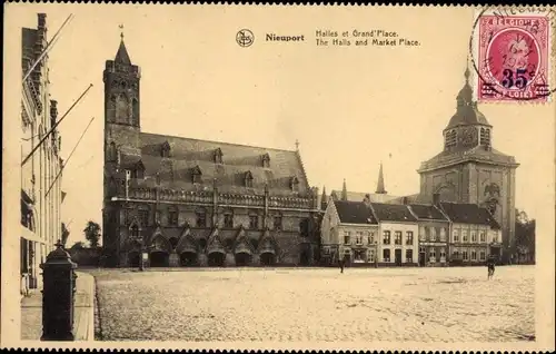 Ak Nieuwpoort Nieuport Westflandern, Halles et Grand' Place