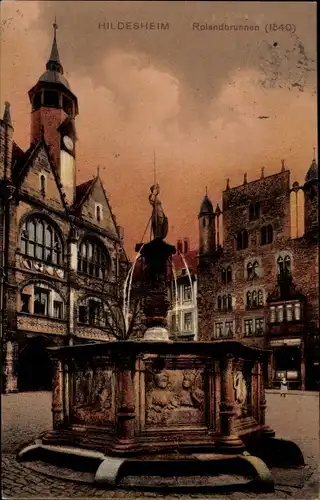 Ak Hildesheim in Niedersachsen, Rolandbrunnen