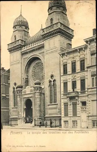 Judaika Ak Antwerpen Flandern, Synagoge, Rue des Architectes