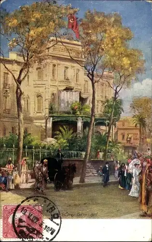 Künstler Ak Wuttke, Carl, Kairo Kairo Ägypten, Shephards‘s Hotel, Terrasse und Eingang