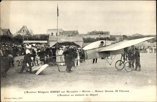 Ak Albigeois Aviator Gibert auf Bleriot-Eindecker