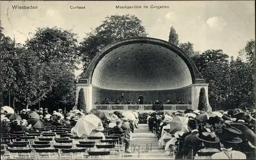 Ak Wiesbaden in Hessen, Kurhaus, Musikpavillon, Kurgarten