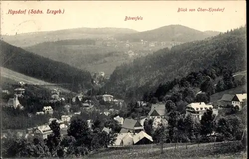 Ak Kipsdorf Altenberg im Erzgebirge, Panorama von Ober-Kipsdorf aus, Bärenfels