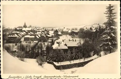 Ak Lauenstein Altenberg im Erzgebirge, Winteransicht, Panorama