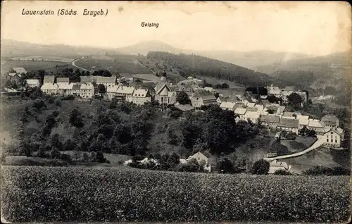 Ak Lauenstein Altenberg im Erzgebirge, Ortspanorama, Geising