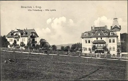 Ak Bärenfels Altenberg im Erzgebirge, Villa Felsenburg, Villa Lyddia