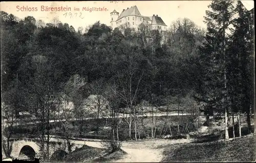 Ak Bärenstein Altenberg im Erzgebirge, Schloss, Müglitztal, Brücke