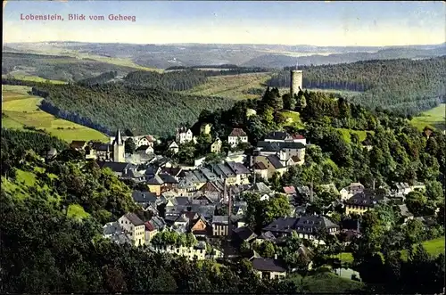 Ak Bad Lobenstein in Thüringen, Ortsansicht, Blick vom Geheeg