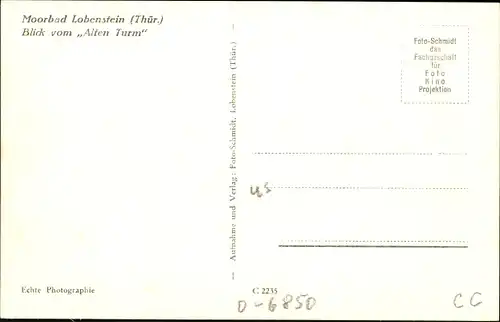 Ak Bad Lobenstein in Thüringen, Blick vom Alten Turm, Ortsansicht