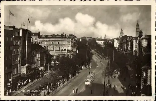 Ak Hamburg Mitte St. Pauli, Reeperbahn, Straßenbahn