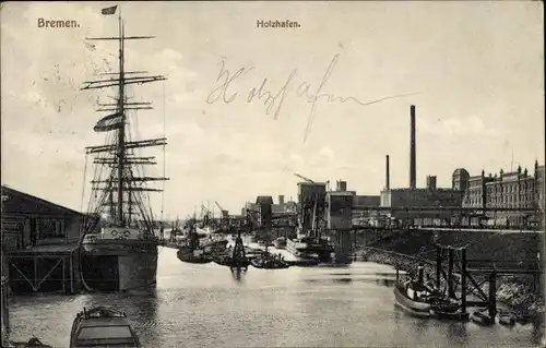 Ak Hansestadt Bremen, Holzhafen, Schiffe