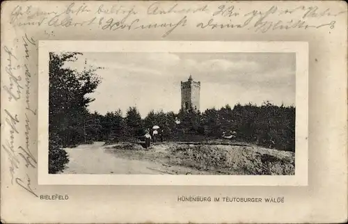 Passepartout Ak Quelle Bielefeld in Nordrhein Westfalen, Hünenburg, Teutoburger Wald, Turm