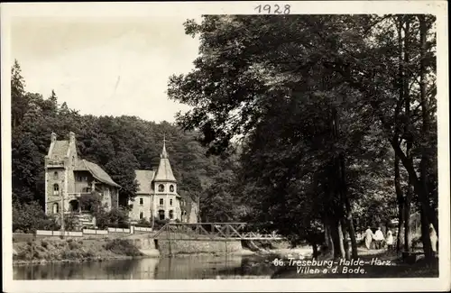 Ak Treseburg Thale im Harz, Villen an der Bode