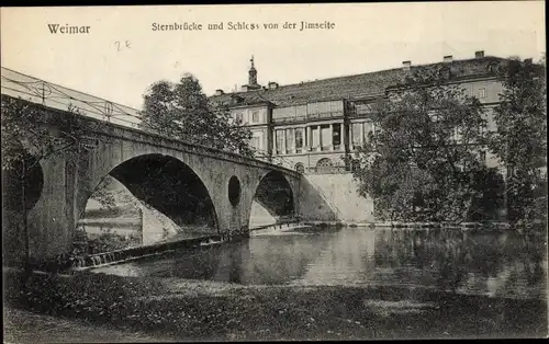 Ak Weimar in Thüringen, Sternbrücke, Schloss, Ilm