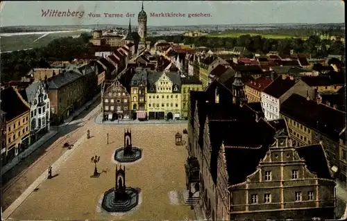 Ak Lutherstadt Wittenberg, Blick vom Turm der Marktkirche