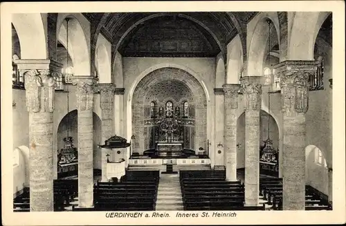 Ak Uerdingen Krefeld am Niederrhein, Innenansicht der St. Heinrich Kirche