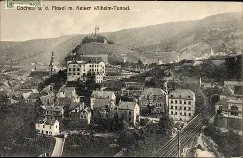 Ak Cochem a.d. Mosel, Ortschaft mit Kaiser Wilhelm Tunnel