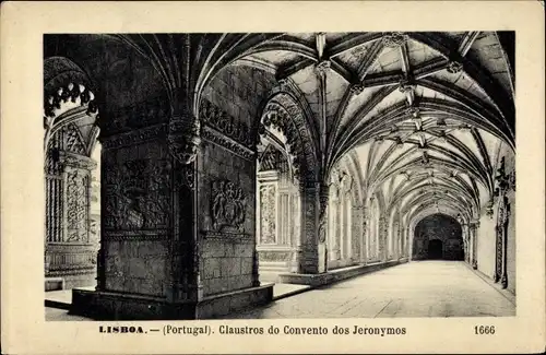 Ak Lisboa Lissabon Portugal, Kloster von Jeronymos, Konvet, Innenansicht