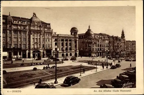 Ak Porto Portugal, Avenida dos Aliados, Lado Nascente, Platz