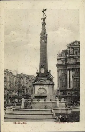 Ak Bruxelles Brüssel, Place de Brouckère, Anspach Brunnen, Monument