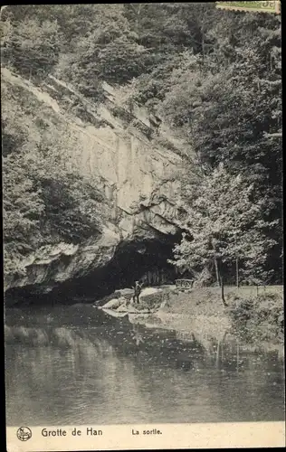 Ak Grotte de Han Han sur Lesse Wallonie Namur, Der Ausgang