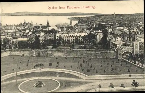 Ak Quebec Kanada, Panorama vom Parlamentsgebäude