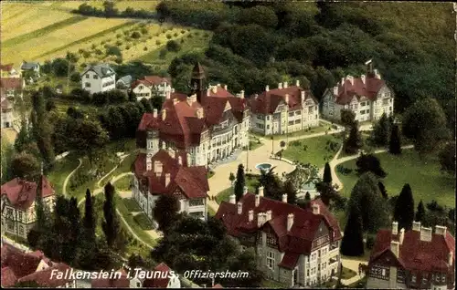 Ak Falkenstein Königstein im Taunus, Offiziersheim aus der Vogelschau