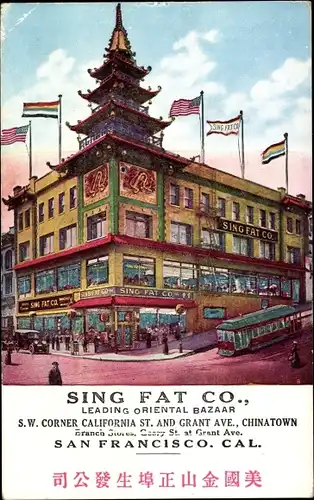 Ak San Francisco Kalifornien USA, Sing Fat Co., orientalischer Basar