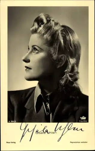 Ak Schauspielerin Gisela Uhlen, Portrait, Autogramm